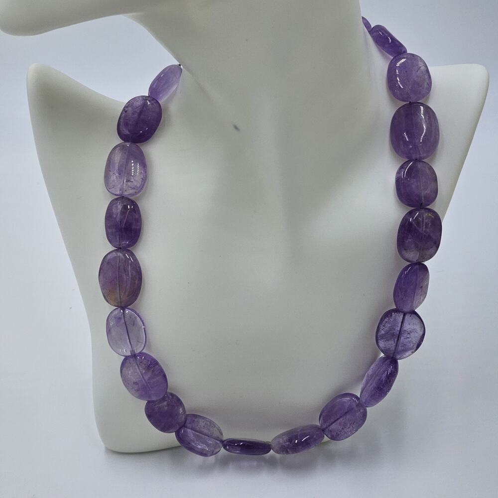 Purple Amethyst Bead 925 Sterling Silver Wired Necklace FP